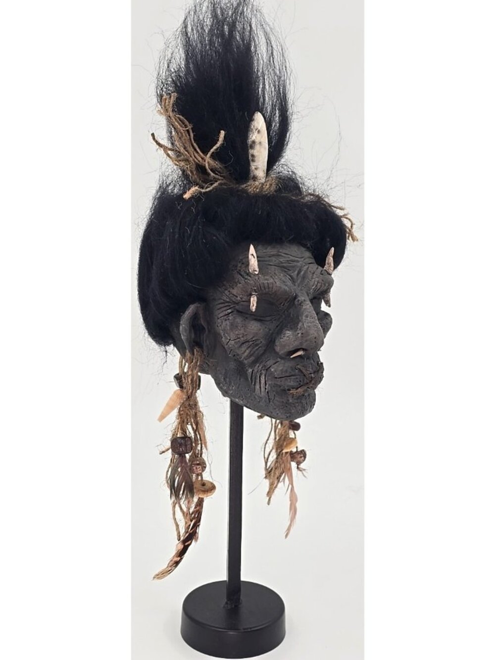 OOAK Handmade Shrunken Head Replica Sculpture Gothic Primitive Oddity Curiosity